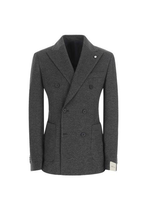 Giacca L.B.M. 1911 uomo 284555719 Grigia doppiopetto jersey tecnico anti-piega linee pulite bottoni gommati personalizzati spacchi laterali L.B.M. 1911 | Giacche | 2845557192